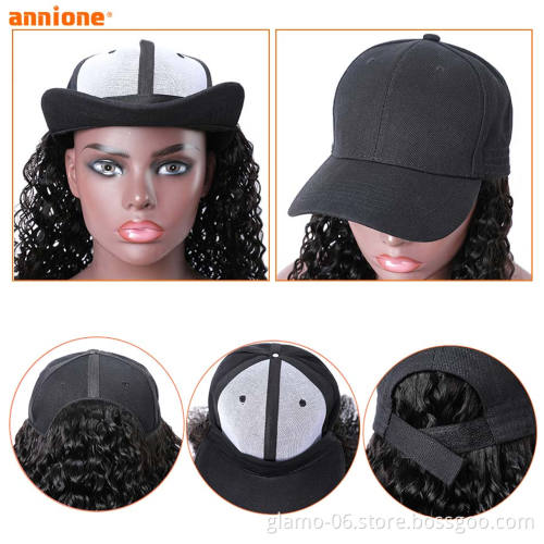 Factory Price human hair baseball cap hat wig,Baseball cap Wig For Black Women,silly cap wigs with hats for girls